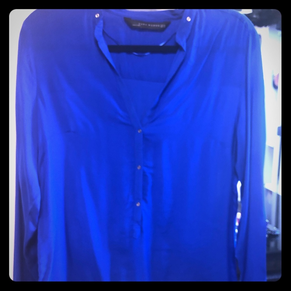 Zara long sleeve blue blouse. Size XL.